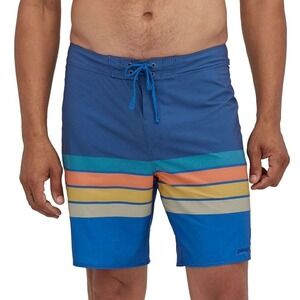 Patagonia Men's Hydropeak Boardshorts 18" swim trunk Santa Cruz Stripe: Blue‎ 28